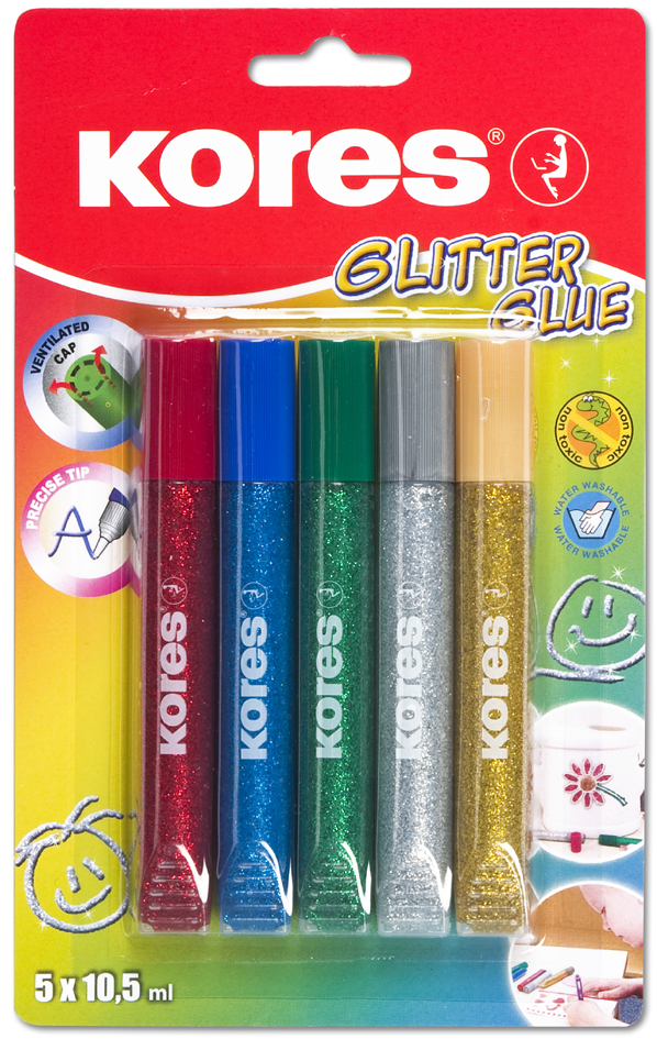 Kores Colle liquide 'Glitter Glue', couleurs assorties