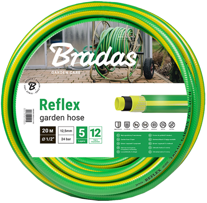 Bradas Tuyau d'arrosage REFLEX, 1/2', 50 m, vert/jaune
