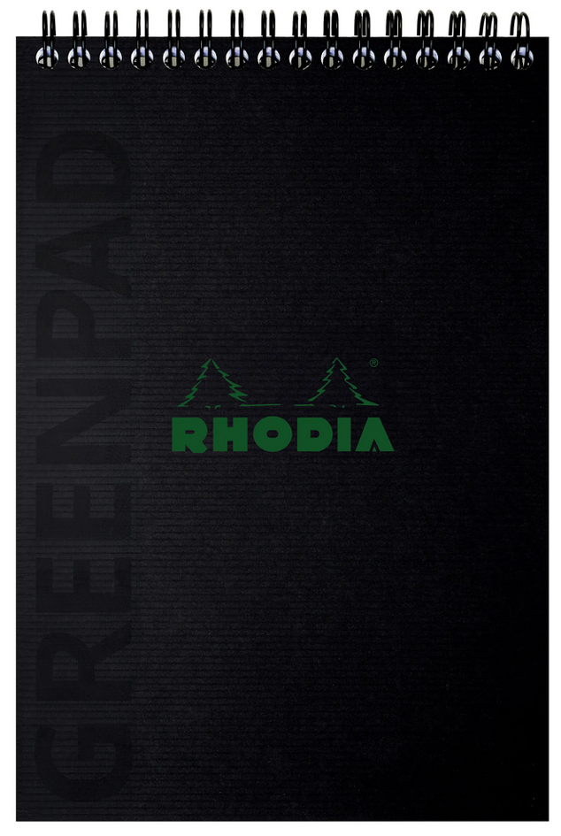 RHODIA Bloc reliure intégrale GREENPAD, A5+, quadrillé, noir