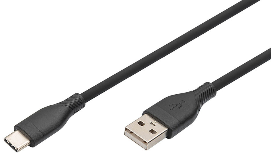 DIGITUS Câble USB 2.0 silicone, USB-C - USB-A, 1,0 m, noir