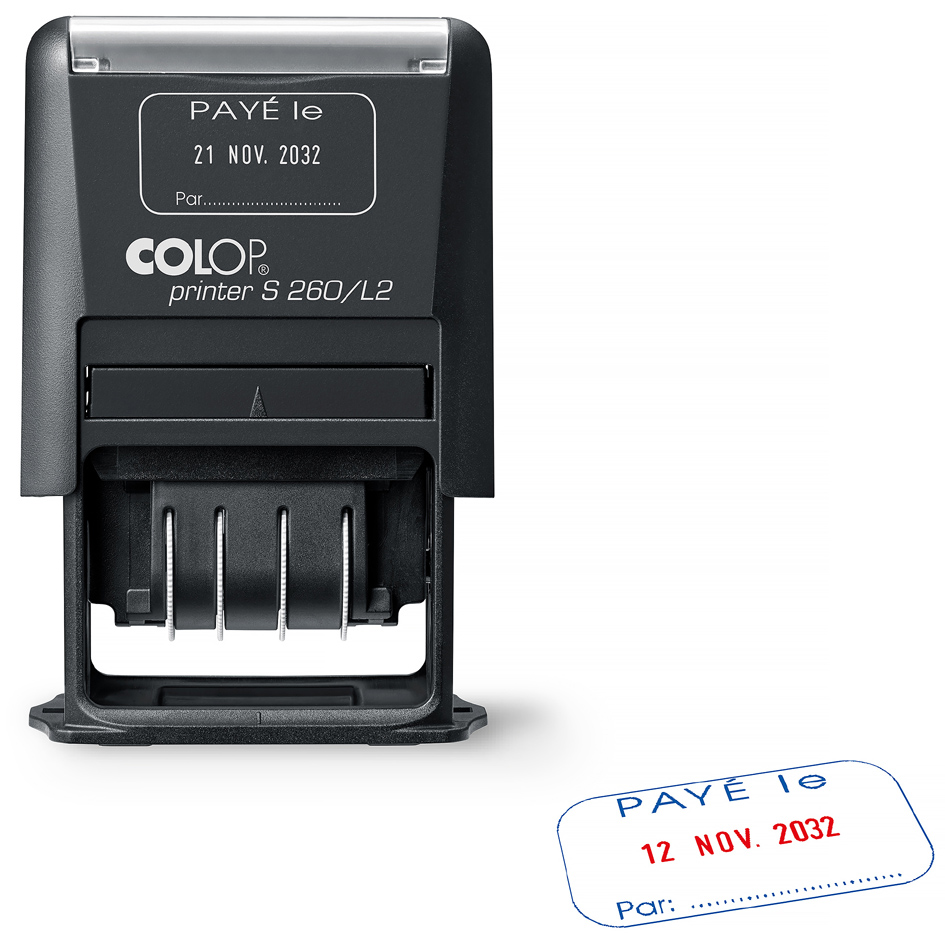 COLOP Tampon de date Printer S260/L2 'PAYÉ le', noir
