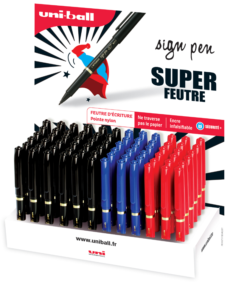 uni-ball Stylo feutre SIGN PEN MYT7, présentoir de 100