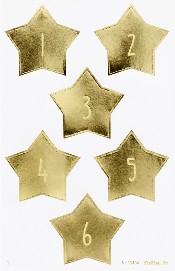folia Stickers pour calendrier de l'Avent 'STARS GOLD'
