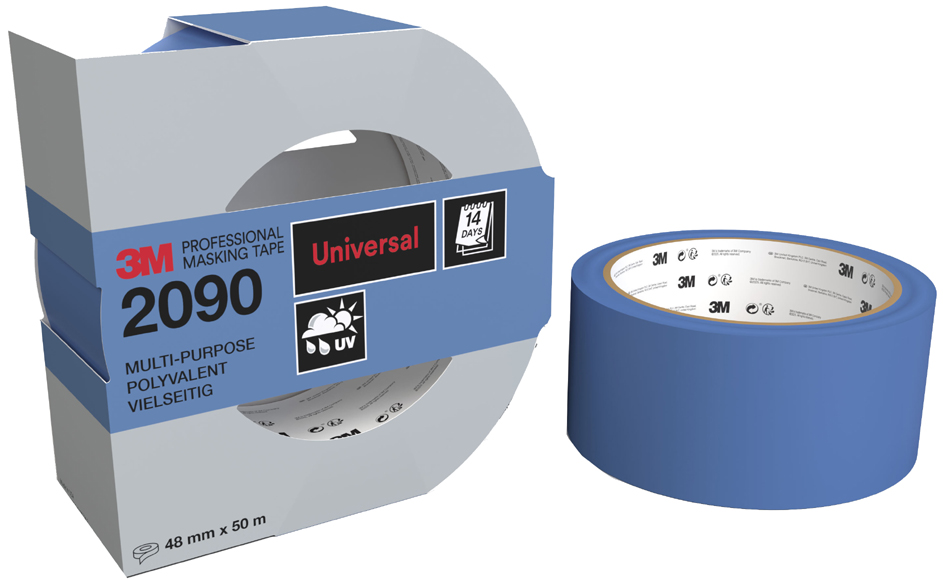 3M Ruban de masquage universel 2090, 30 mm x 50 m, bleu