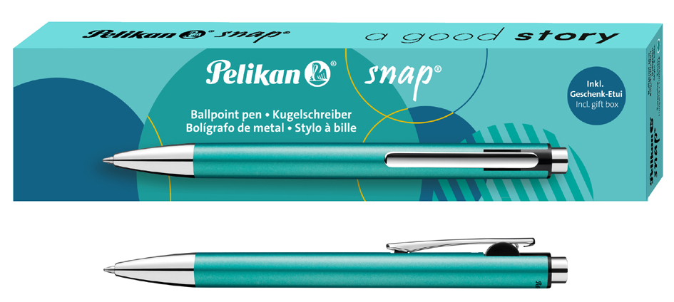 Pelikan Stylo à bille rétractable Snap Metallic, turquoise