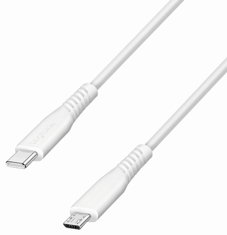 LogiLink Câble USB 2.0, USB-C - micro USB-B, 2,0 m, blanc
