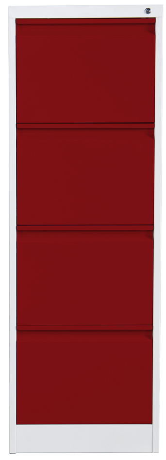 phoenix Armoire à dossiers FC1004GGK, 4 tiroirs, gris/rouge