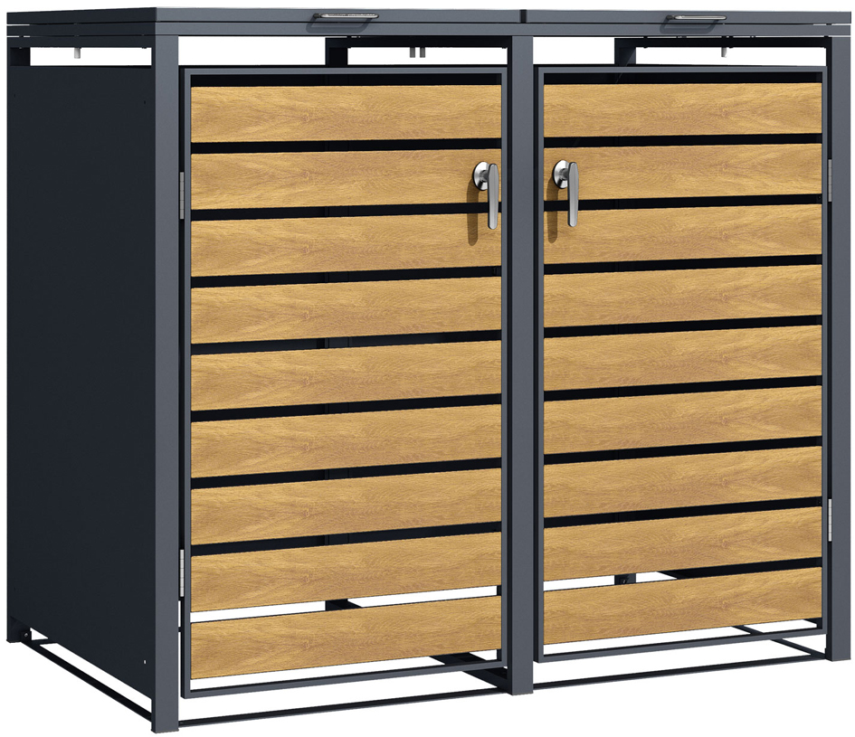 phoenix Abri de poubelle GB2213AWK, 2 portes, aspect bois