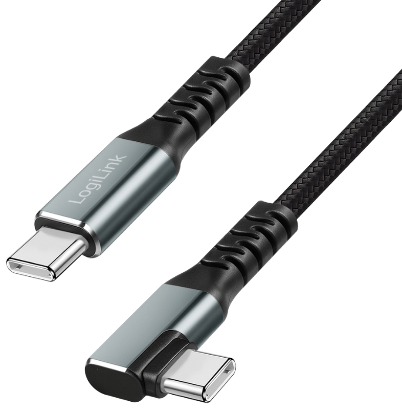 LogiLink Câble USB 3.2, USB-C - USB-C coudé, 1,0 m