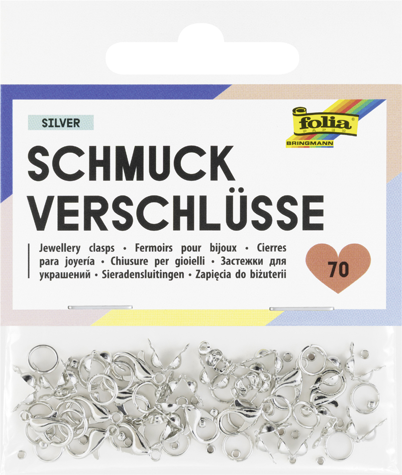 folia Kit de fermoirs pour bijoux, 70 pièces, argent