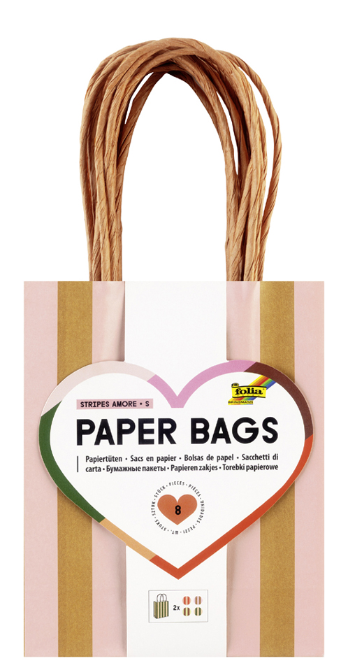 folia Sac en papier 'STRIPES AMORE', taille: S